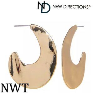 New Directions Metal Curved Drop Earrings NWT